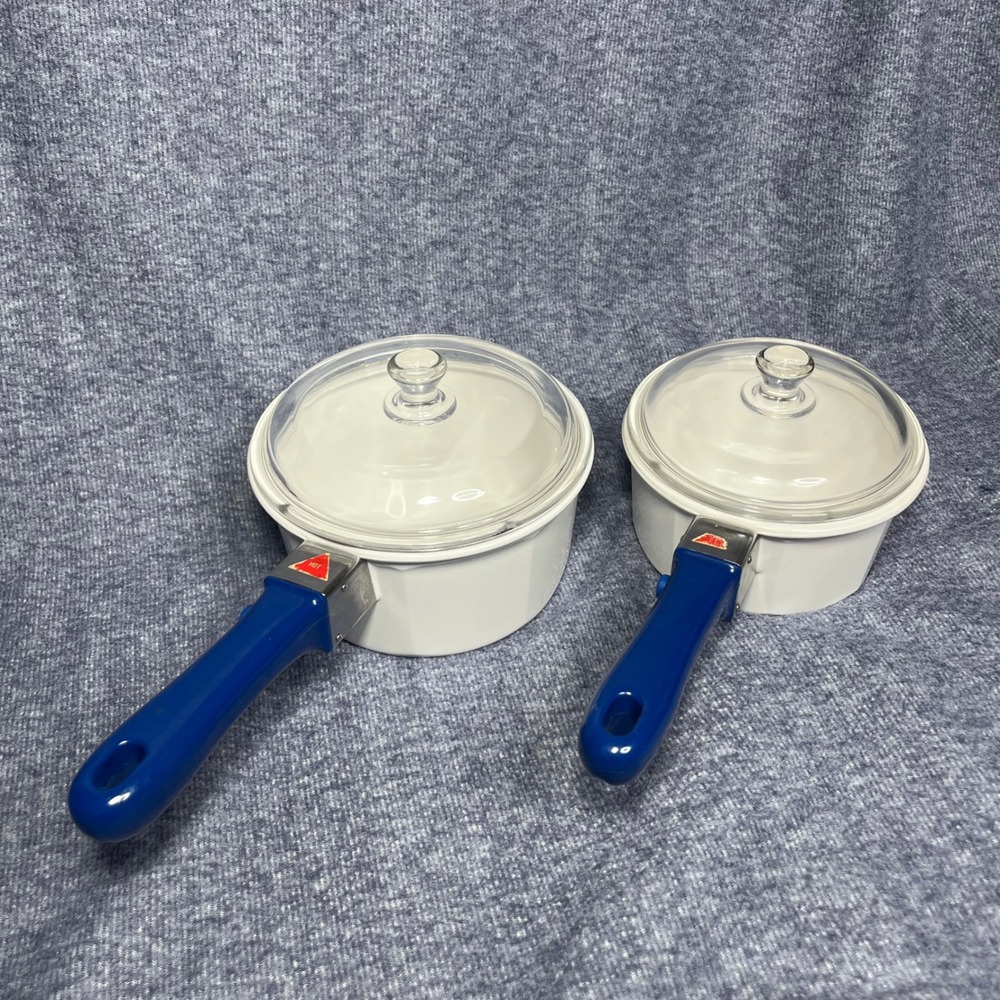 Princess House Nouveau Saucepan Set 1qt 1.5qt Removable Handle Glass Lids France